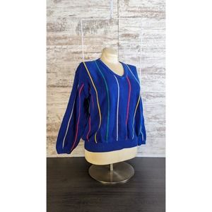 Essential Elements Large Vintage 90s 80s Sweater Striped Cotton